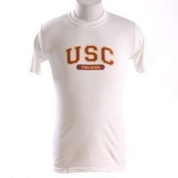 Usc T-shirt - Usc Arched Above "trojans" On Oval - By Champion - White