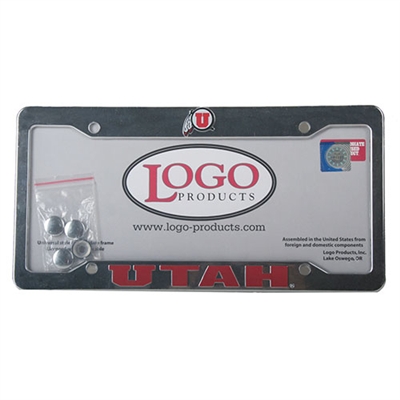 Utah Utes Chrome Plastic License Plate Frame