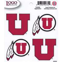 Utah Utes Logo Decal Sheet - 4 Decals