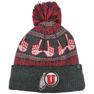 Utah Utes Zephyr Carousel Pom Knit Beanie - Charco