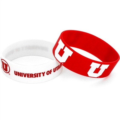 Utah Utes Wide Rubber Wristband - 2 Pack