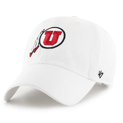 Utah Utes 47 Brand Clean Up Adjustable Hat - White