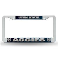 Utah State Aggies White Plastic License Plate Frame
