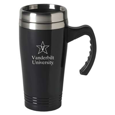 Vanderbilt Commodores Engraved 16oz Stainless Steel Travel Mug - Black