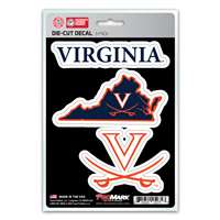 Virginia Cavaliers Decals - 3 Pack