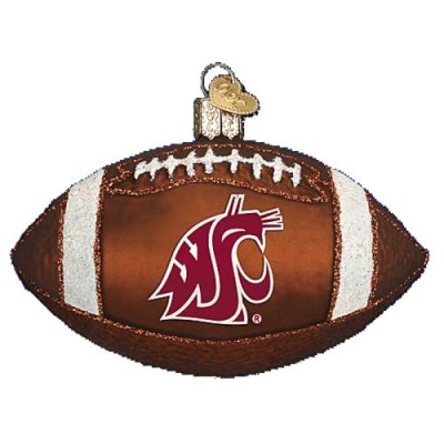 Washington State Cougars Glass Christmas Ornament - Football