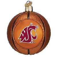 Washington State Cougars Glass Christmas Ornament - Basketball