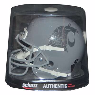 Washington State Cougars Replica Mini Helmet By Schutt - Grey Alt - Grey Logo