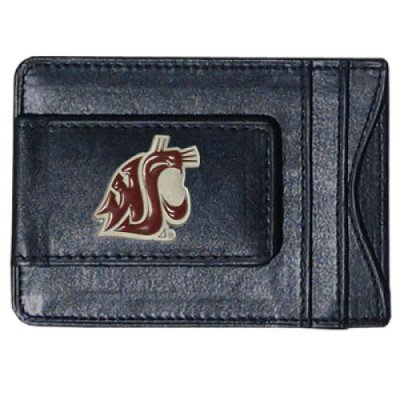 Washington State Cougars Leather Cash Money Clip And Cardholder