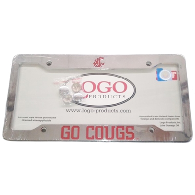 Washington State Cougars Chrome Plastic License Plate Frame