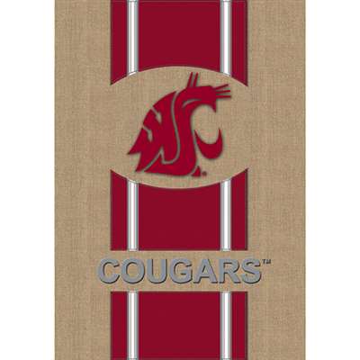 Washington State Cougars Burlap Flag - 28" x 44"