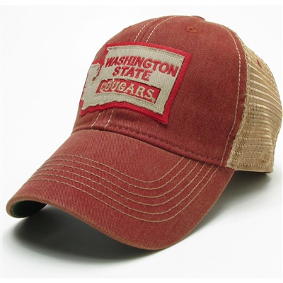 Washington State Cougars Legacy Trucker Hat - Crimson - State Logo