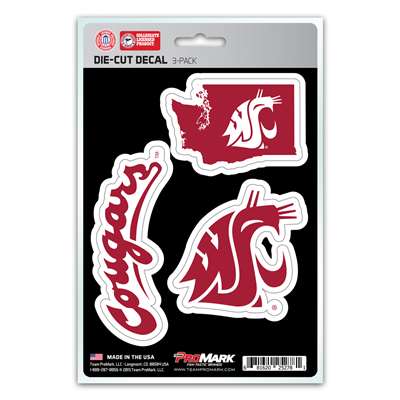 Washington State Cougars Decals - 3 Pack