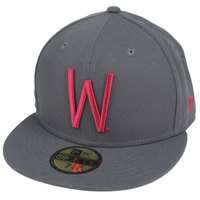 Washington State Cougars New Era 5950 Fitted Baseball Hat - Dark Grey - Crimson W