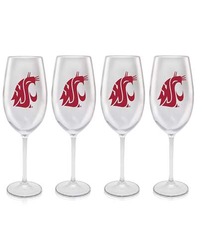 Washington State Cougars Plastic Stem Wine Glasses - 16oz - Set of 4