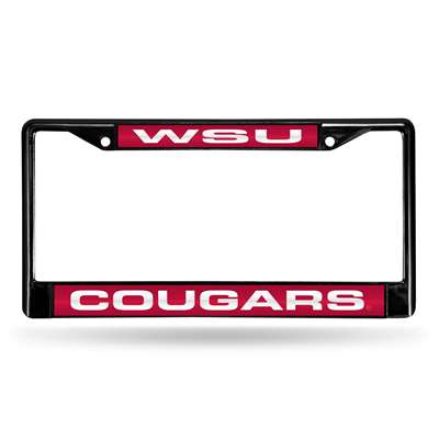 Washington State Cougars Inlaid Acrylic Black License Plate Frame