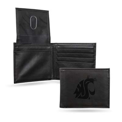 Washington State Cougars Laser Engraved Wallet - Black