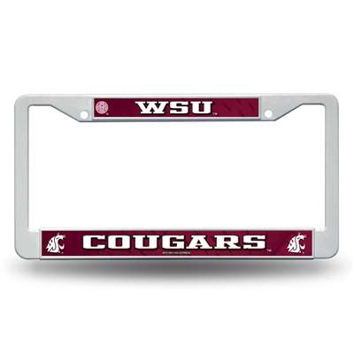 Washington State Cougars White Plastic License Plate Frame