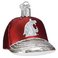 Washington State Cougars Glass Christmas Ornament - Baseball Cap