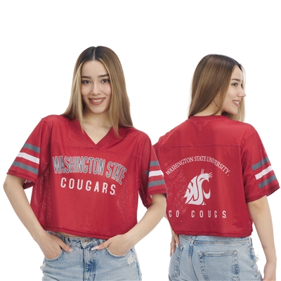 Washington State Cougars Womens Mesh Crop Top - Crimson