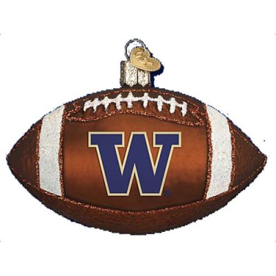 Washington Huskies Glass Christmas Ornament - Football