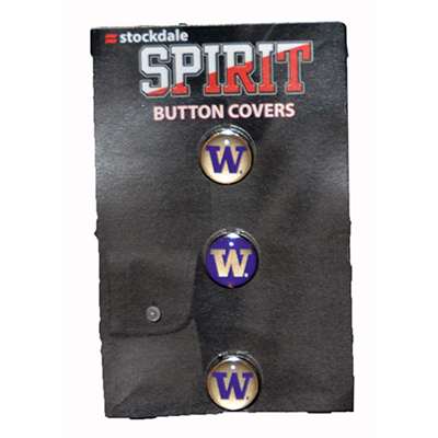 Washington Huskies Metal Logo Button Covers - Set Of 3