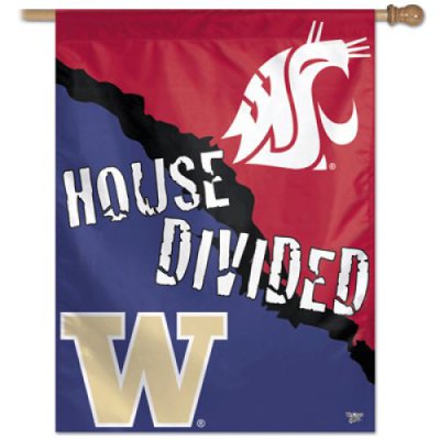 Washington Huskies/washington State Cougars Rivalry A House Divided Banner Vertical Flag 27