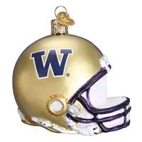 Washington Huskies Glass Christmas Ornament - Football Helmet