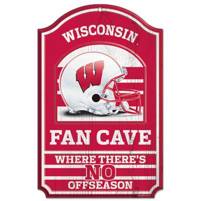 Wisconsin Badgers Fan Cave Wood Sign