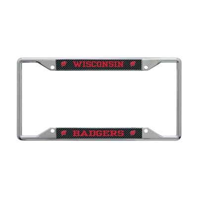 Wisconsin Badgers Metal License Plate Frame - Carbon Fiber