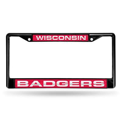 Wisconsin Badgers Inlaid Acrylic Black License Plate Frame