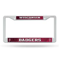 Wisconsin Badgers White Plastic License Plate Frame