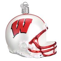 Wisconsin Badgers Glass Christmas Ornament - Football Helmet
