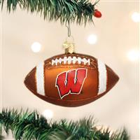Wisconsin Badgers Glass Christmas Ornament - Football