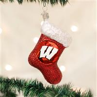 Wisconsin Badgers Glass Christmas Ornament - Stocking