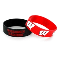 Wisconsin Badgers Wide Rubber Wristband - 2 Pack
