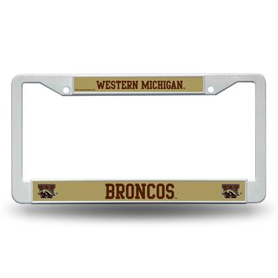 Western Michigan Broncos White Plastic License Plate Frame