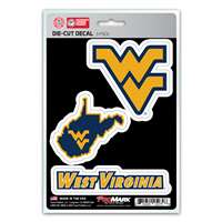 West Virginia Mountaineers Decals - 3 Pack
