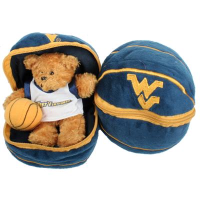 West Virginia Mountaineers Stuffed Bear in a Ball - Basketball