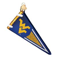 West Virginia Mountaineers Glass Christmas Ornament - Pennant