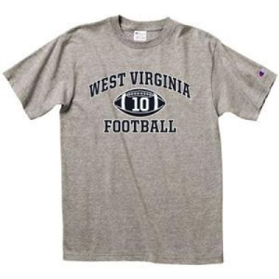 West Virginia Football T-shirt - West Virginia Arched Above "football" - By Champion - Oxford Gray