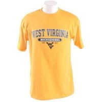 West Virginia T-shirt - West Virginia Arched Above "mountaineers" On Oval - By Champion - Gold