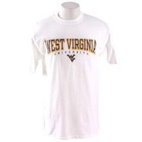 West Virginia T-shirt - West Virginia Arched Above Small "university" - By Champion - White