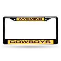 Wyoming Cowboys Inlaid Acrylic Black License Plate Frame